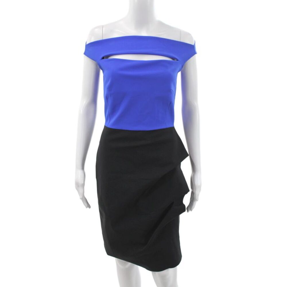 La Petite Robe di Chiara Boni Womens Sheath Dress Blue Off Shoulder Size 42